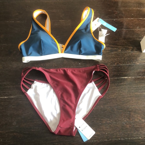 Cupshe 2 piece bikini bottom is string full coverage top is padded NWT - Picture 4 of 4